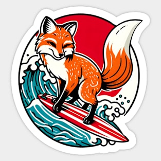 Surfing fox Sticker